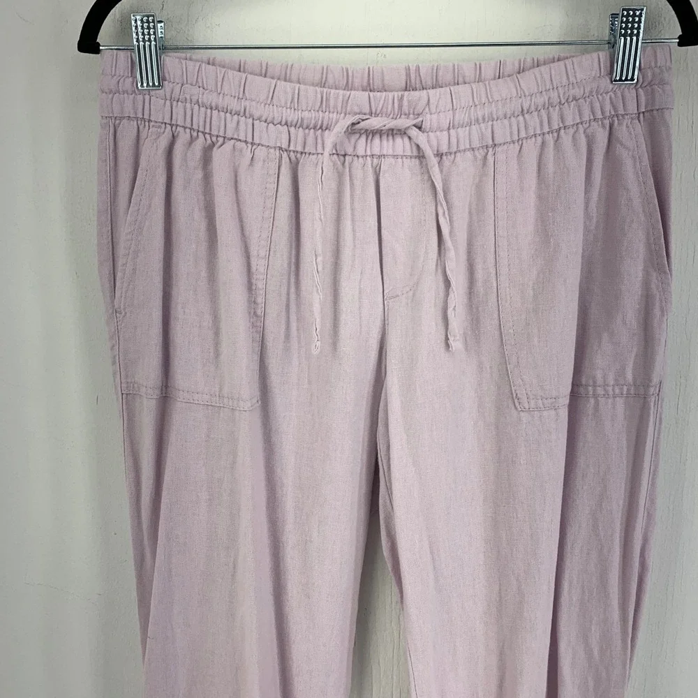Old Navy Womens SP Linen Blend Cropped Jogger Pants Beach Coastal Resort Pull On